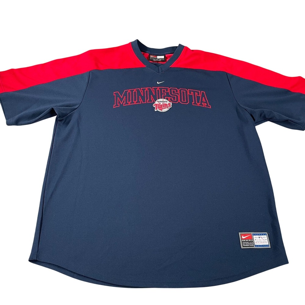 Nike Team Minnesota Twins MLB Jersey Shirt Mens XL Navy Red Embroidered SP05 VTG